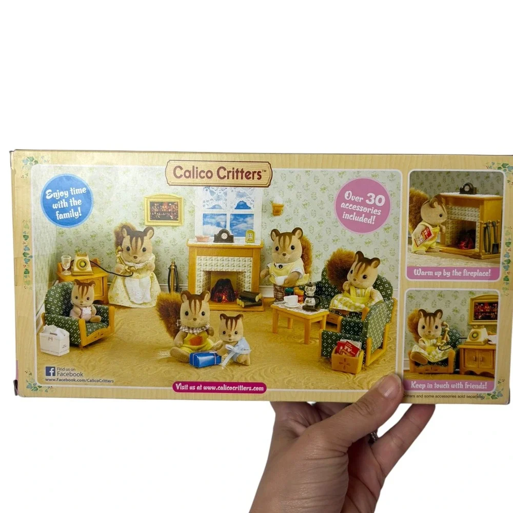 Calico Critters Deluxe Living Room Set Furniture Light Up Fireplace‎ CC1456 NEW